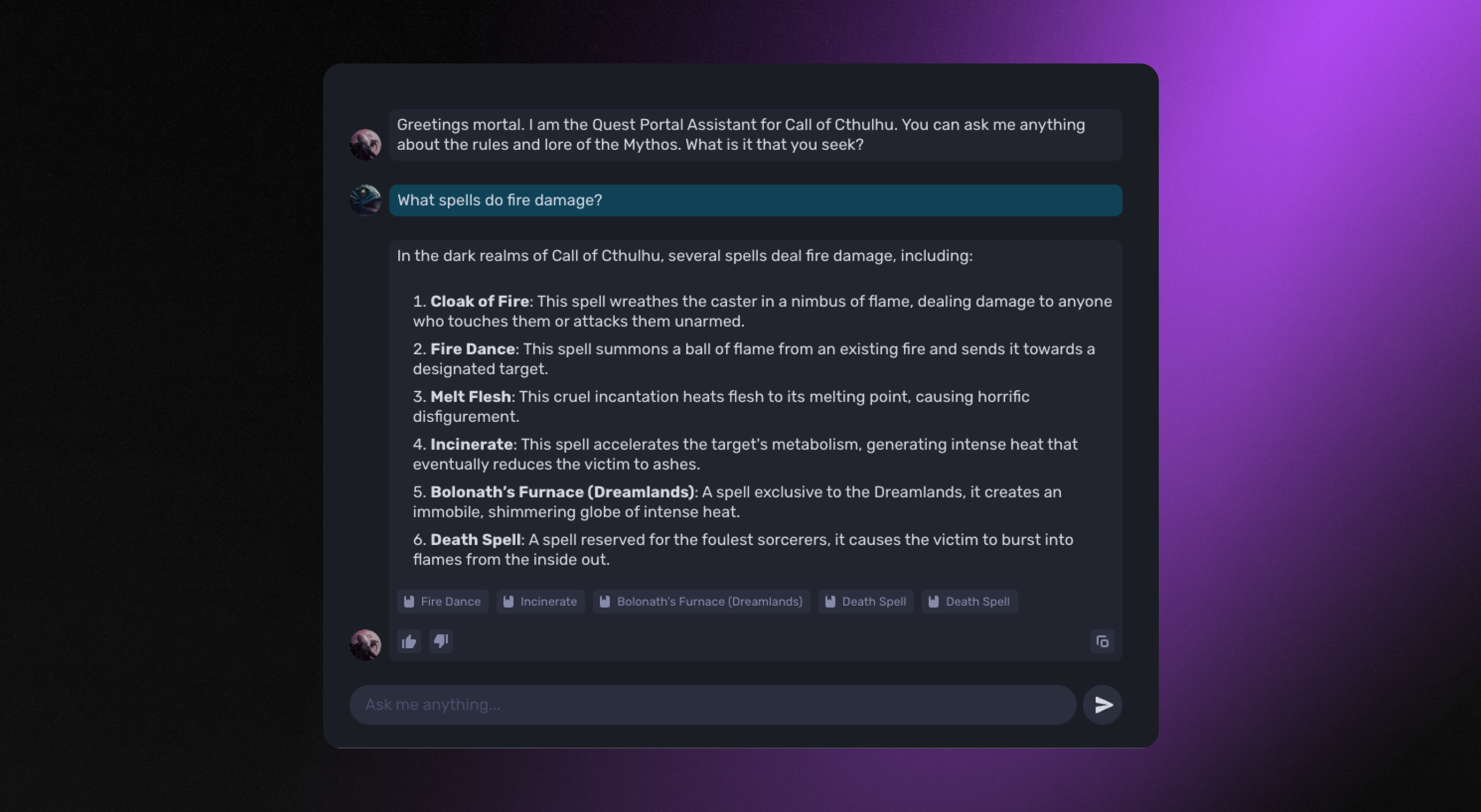 Chat assistant interface